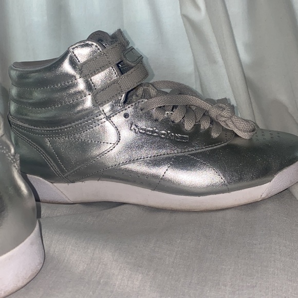 Silver Reebok High Tops - Picture 6 of 7
